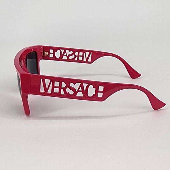 Versace Bright Pink Cutout Logo Square Sunglasses Unisex New in Box - Picture 5 of 14